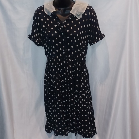Vintage Dresses & Skirts - Vintage polka dot dress semi sheer